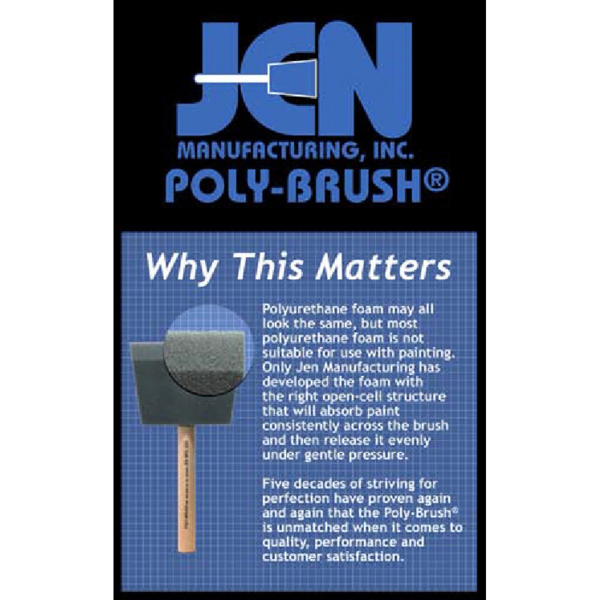 JEN Manufacturing Poly Foam Brush, Black